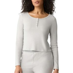 GAP GapBody Women's Long-Sleeve Rib Pajama Top ONLY Gray Size SZ:Medium